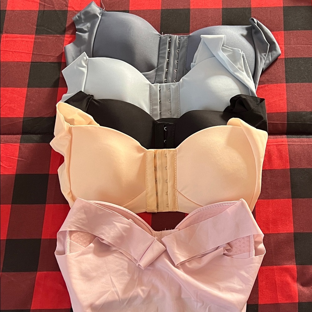 Elegant Strapless Bra Set - Black, Cream, Pink, Gray - Brand new